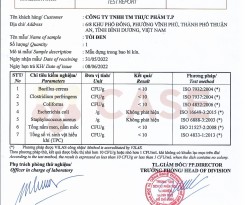GIẤY KIỂM NGHIỆM THÀNH PHẦN NHIỄM KHUẨN VÀ ACID AMIN TRONG TỎI ĐEN